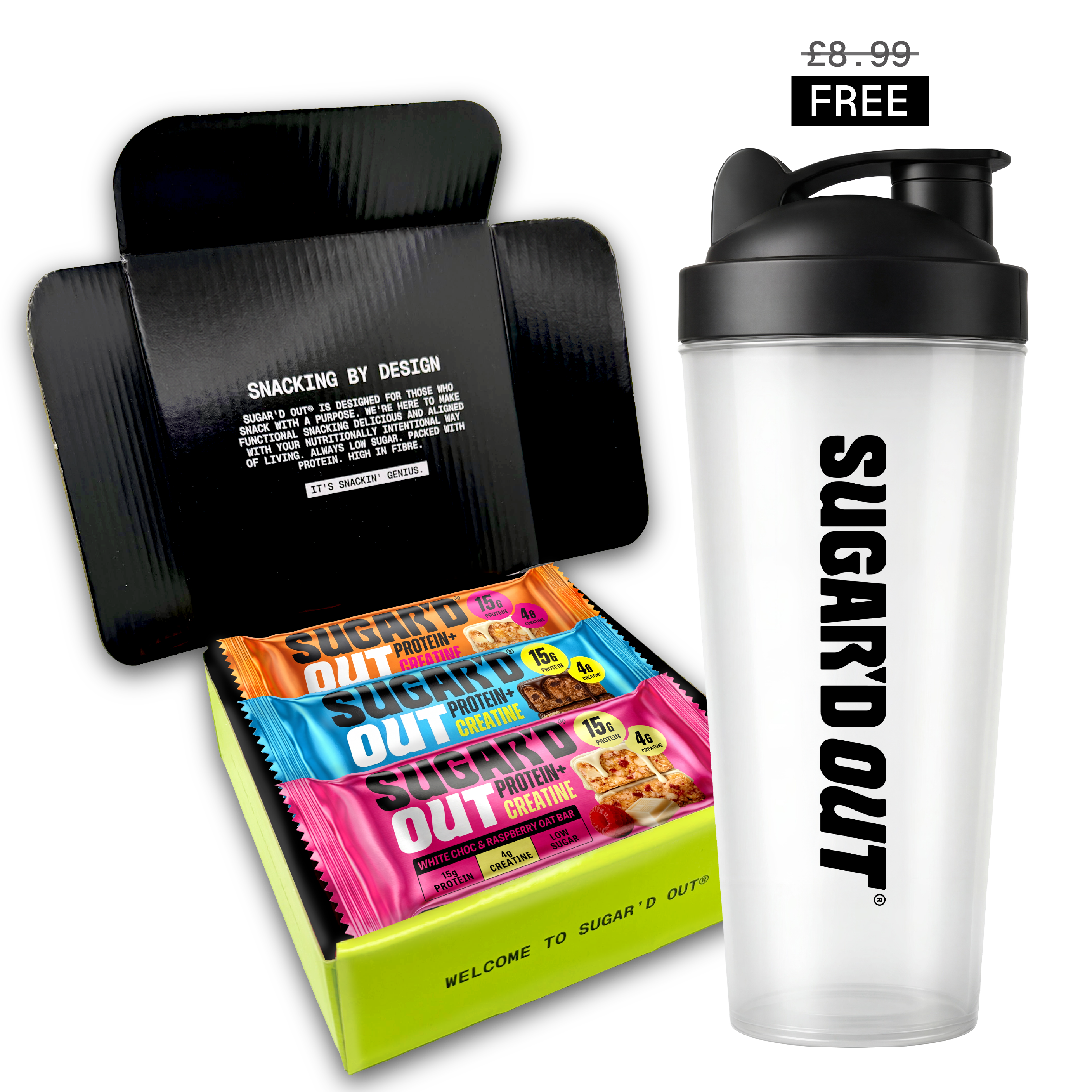 Protein + Creatine Flapjacks Mixed Variety Pack (6x68g) FREE Shaker Bundle